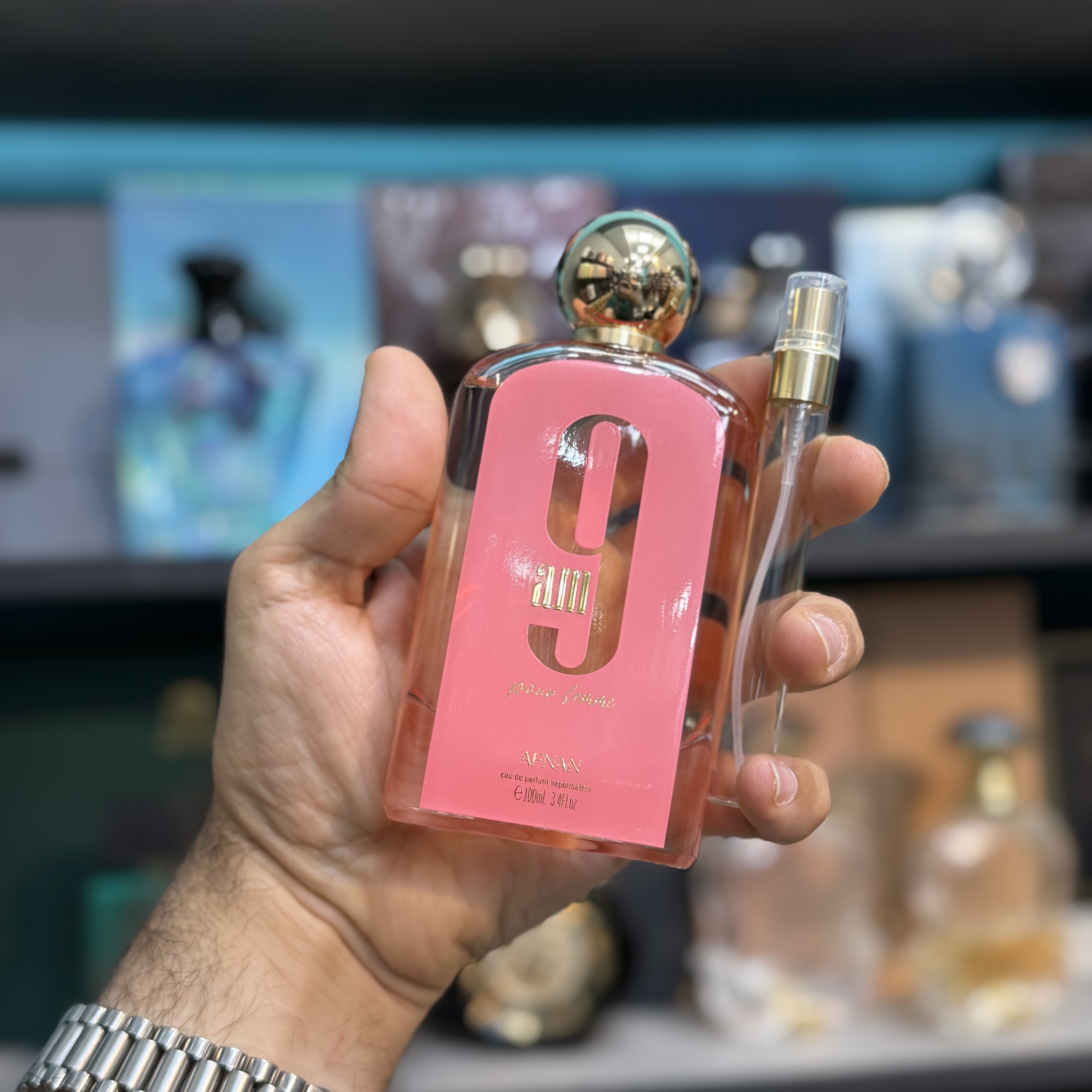 عطر / ادکلن اماراتی 9 ناین ای ام پورفم صورتی شرکت افنان (دکانت/آکبند)